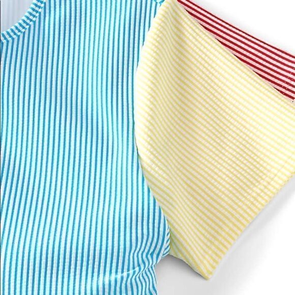 Land’s End swim shirt sleeve bathing suit top Tankini textured striped multi 4 - Picture 10 of 10